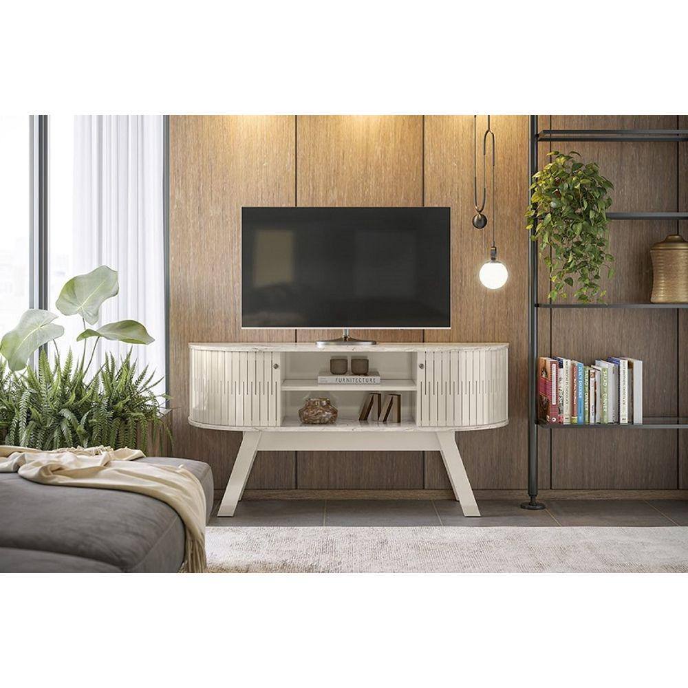Rack Atlanta para TV até 55 polegadas - Calacata Off White - Madetec
