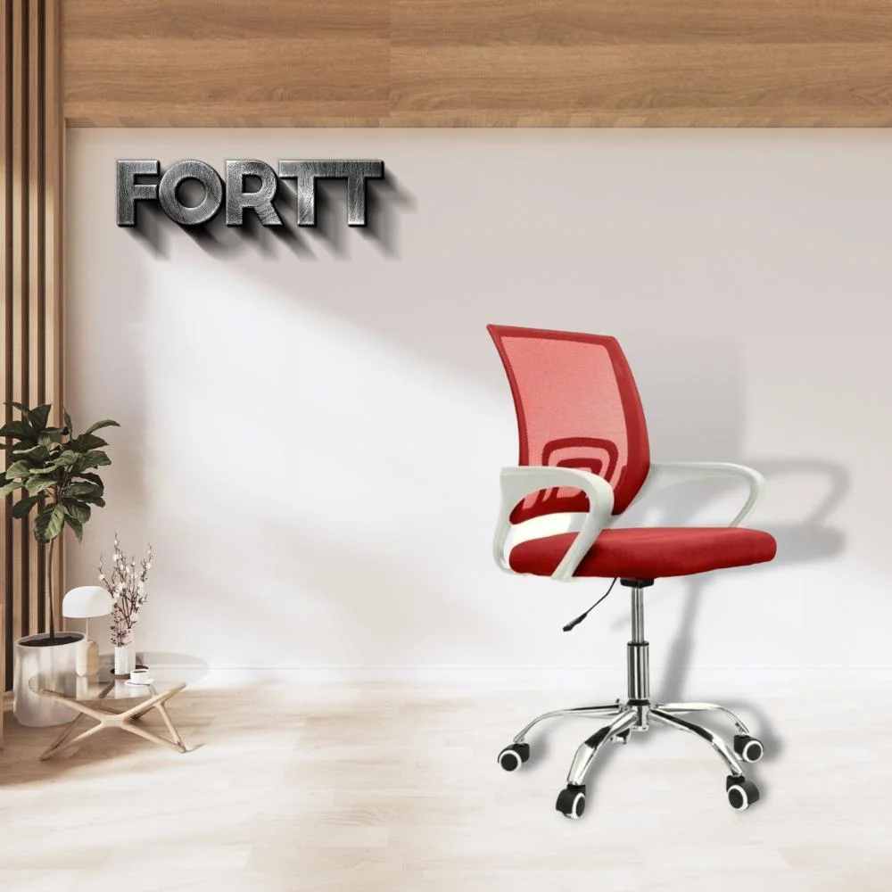 CADEIRA PARA ESCRITÓRIO FORTT LISBOA,SECRETÁRIA,ATÉ 120KG, BASE CROMADA COM RODINHAS