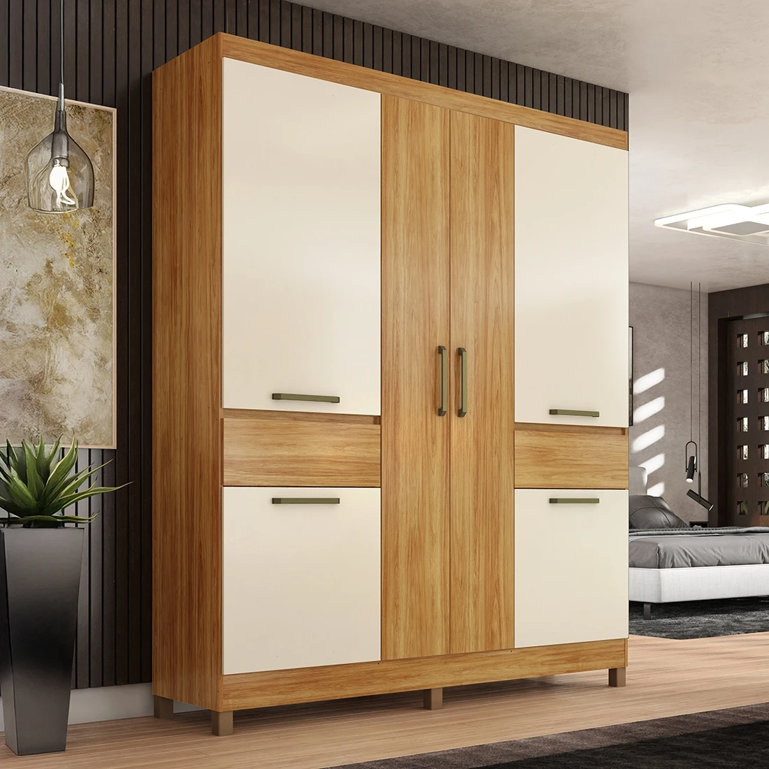 Guarda Roupa Casal Mauá 6 Portas e 2 Gavetas -Demóbile