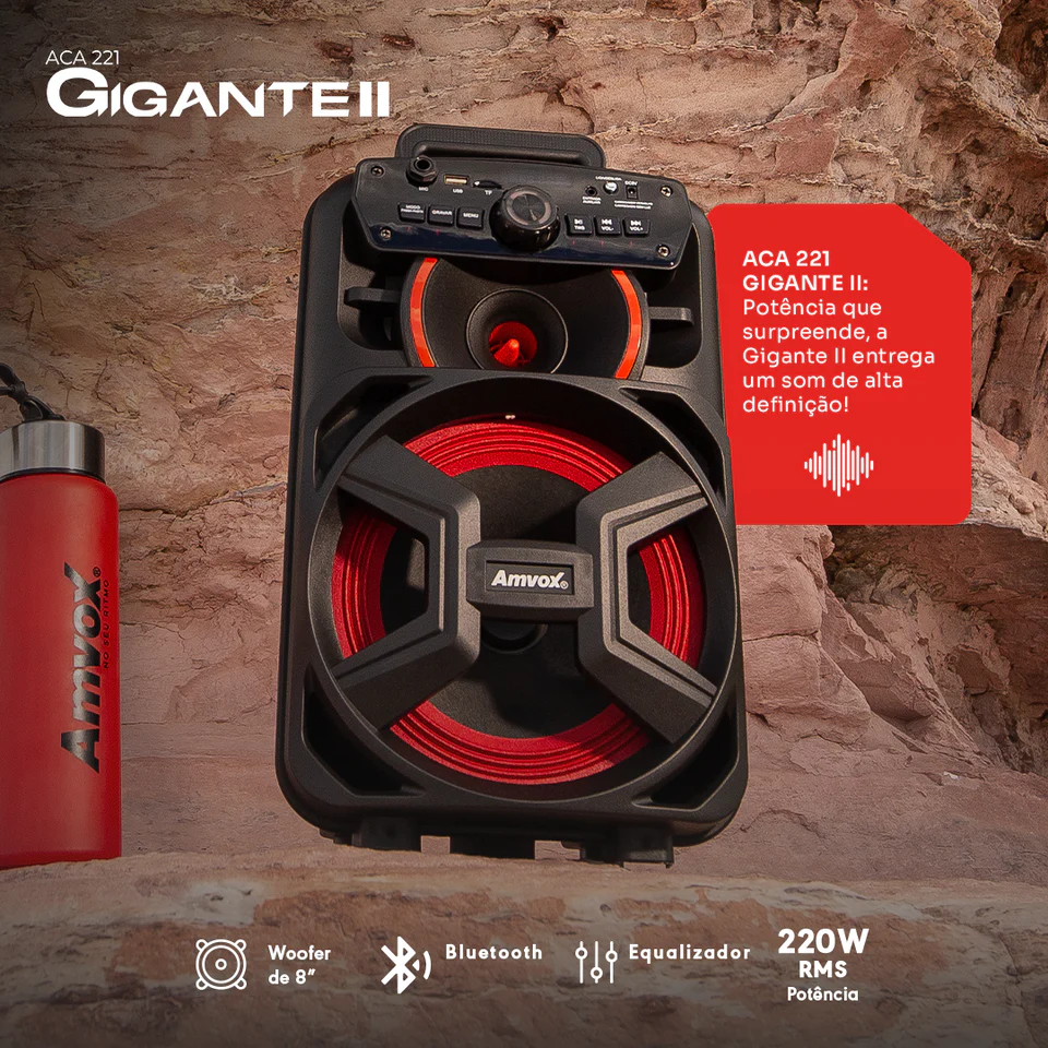 Caixa de Som Amplificada Amvox Aca 221 Bluetooth Woofer 8" Bivolt