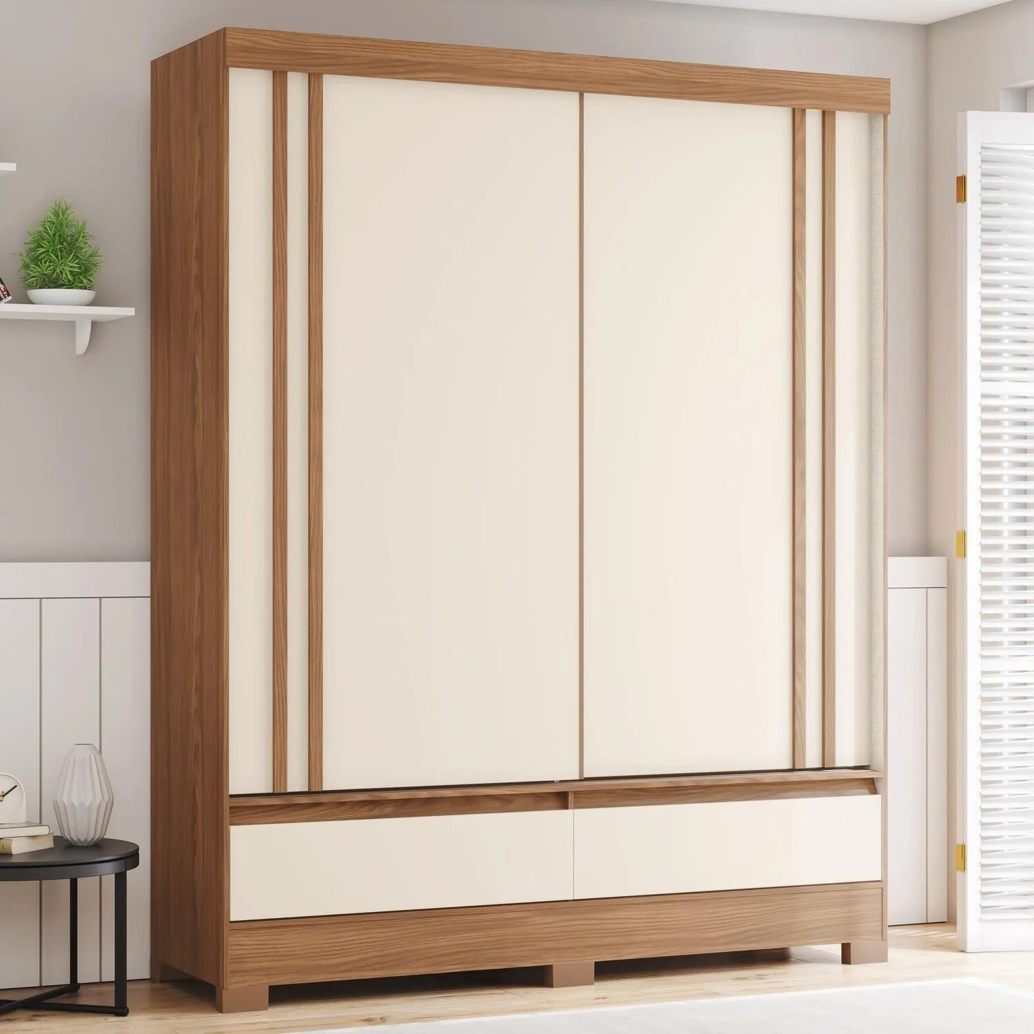 Guarda  Roupa henn briz B-24 2 portas de correr e duas gavetas