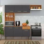 Cozinha Fellici Nina C/Balcão 6P/1G - Cinamomo/Grafite