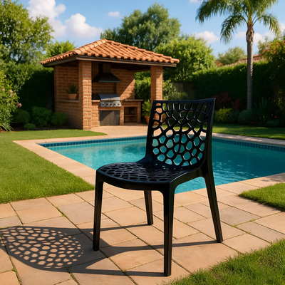 CADEIRA GRUVYER PRETO ELEGANTE  MODERNA
