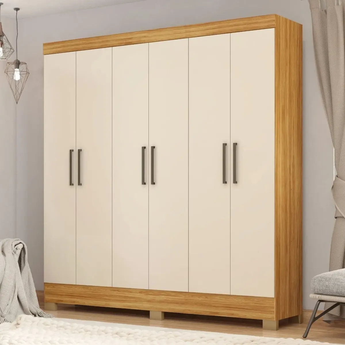 Guarda Roupa Casal 6 Portas 3 Gavetas Prático Móveis - Demóbile