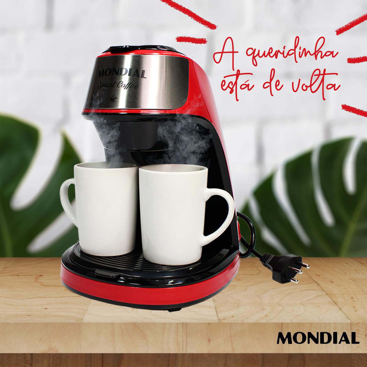 MONDIAL CAFETEIRA ELÉTRICA SMART COFFE,VERMELHO/INOX, 500W, 220V - C-42-2X-RI