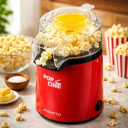 Pipoqueira Elétrica Agratto Pop Cine Sem Óleo Air Popper Faz Pipoca Saudável e Crocante Aquecimento Rápido Para Toda