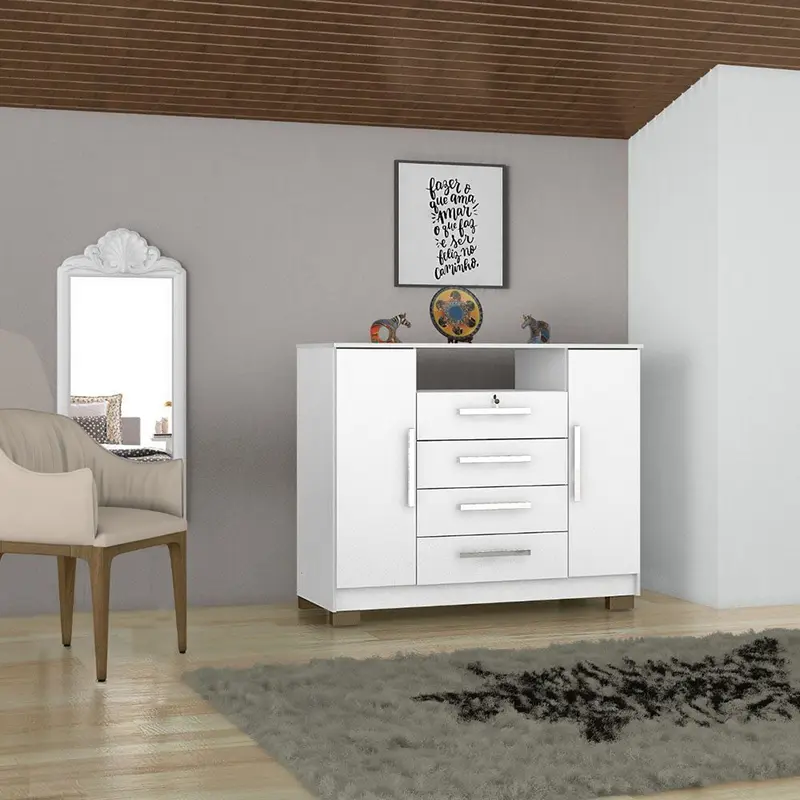 Cômoda Madri 4 Gavetas 2 Portas Branco - Incorplac