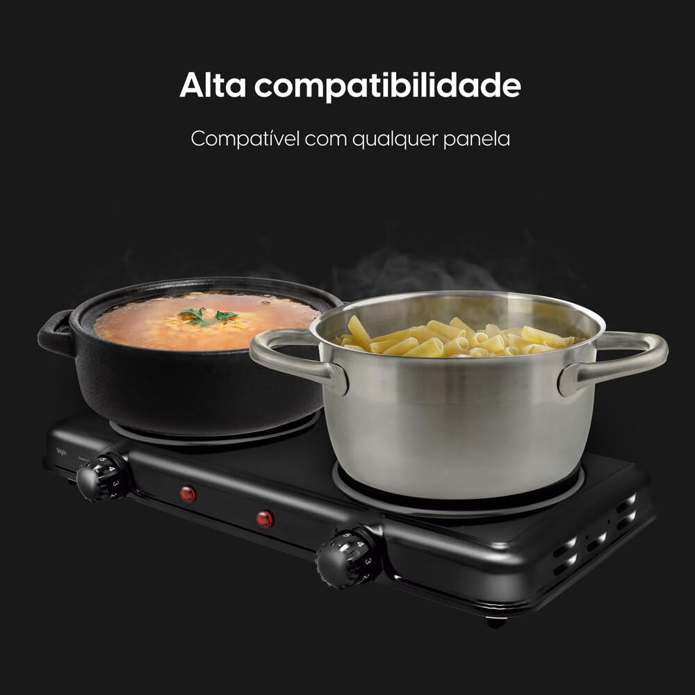 Fogão Elétrico Elgin Double Cook 127v 2000w Preto 2 Bocas