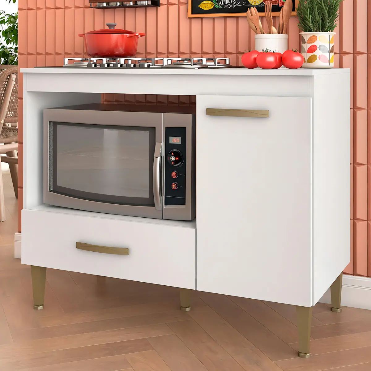 Balcão De Cozinha 1 Porta E 1 Gaveta Ba24 Branco - Fellicci