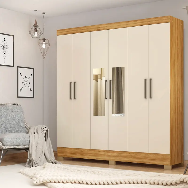 Guarda Roupa Casal 6 Portas 3 Gavetas Prático - Demóbile