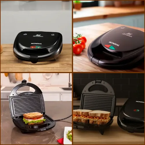 SANDUICHEIRA MONDIAL FAST GRILL S-12 PRETA 750W ANTIADERENTE