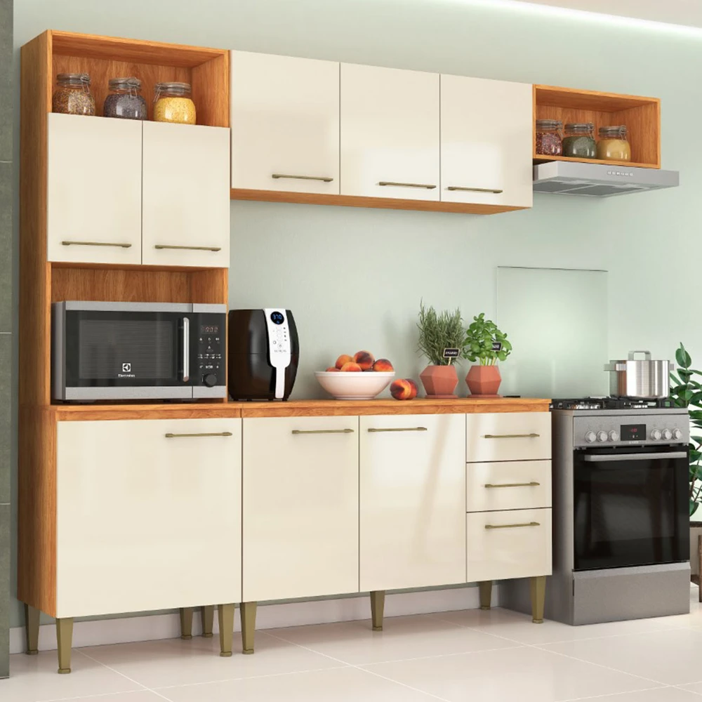 Cozinha Fellici Malu 9P/2G - Cinamomo/Off White