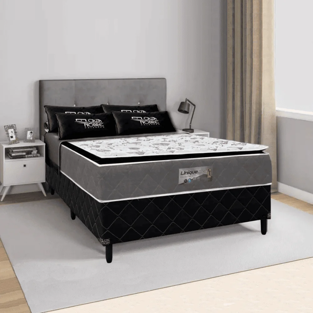 BASE BOX CASAL ORTONOBRE POLIESTER PRETA 138X188X35CM