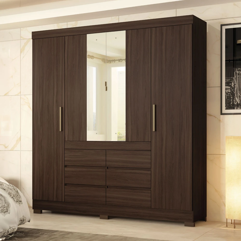 Guarda Roupa Casal Cádis 4 Portas com Espelho - Demóbile