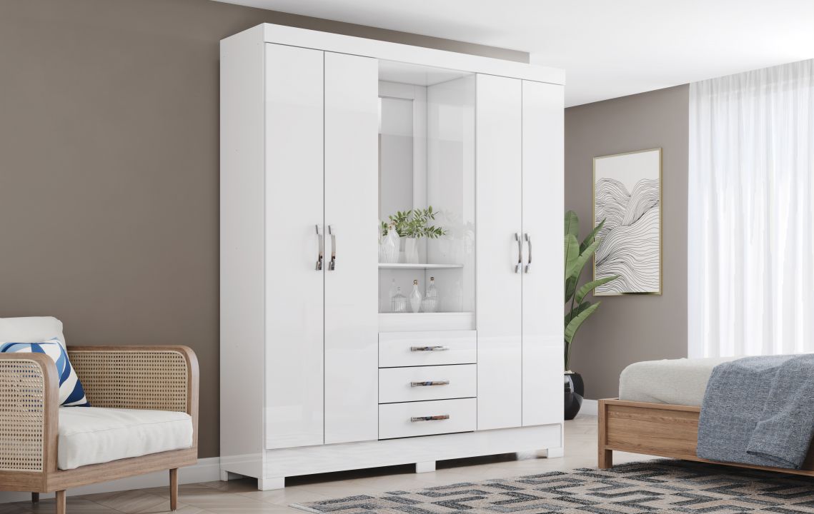 GUARDA ROUPA CASAL CAPELINHA COM ESPELHO-FELLICCI