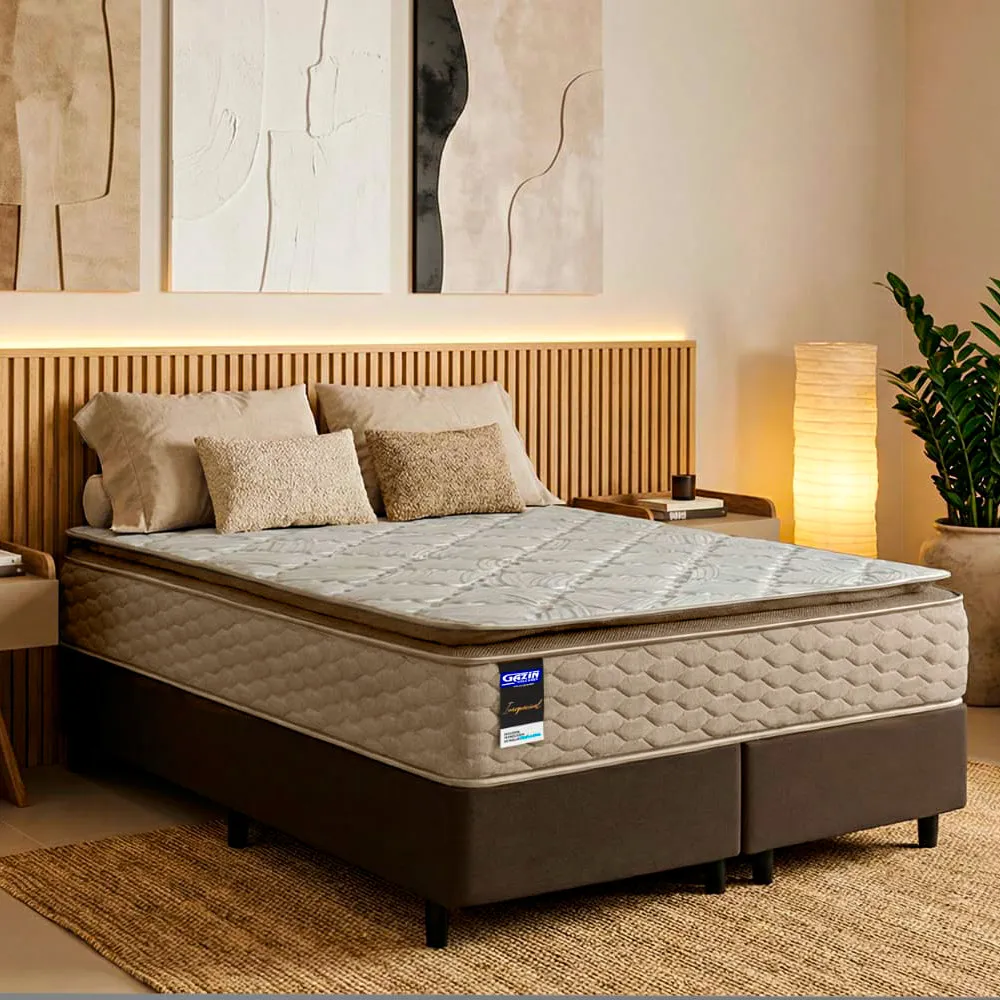 base box casal gazin suede liso universal marrom