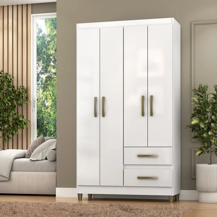 Guarda-Roupa Lisboa 4 Portas 2 Gavetas 99x180x40cm