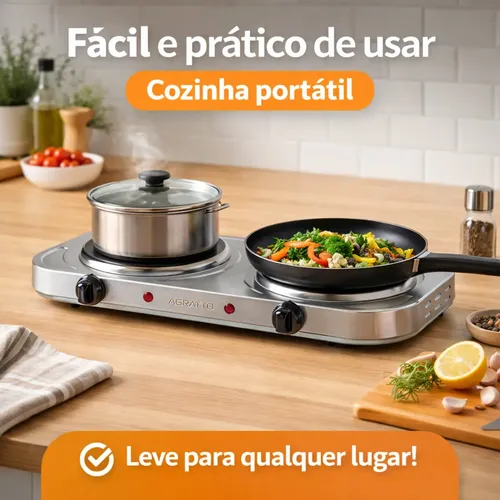 FOGÃO ELÉTRICO DE MESA 2 BOCAS  2000W AGRATTO FM-01