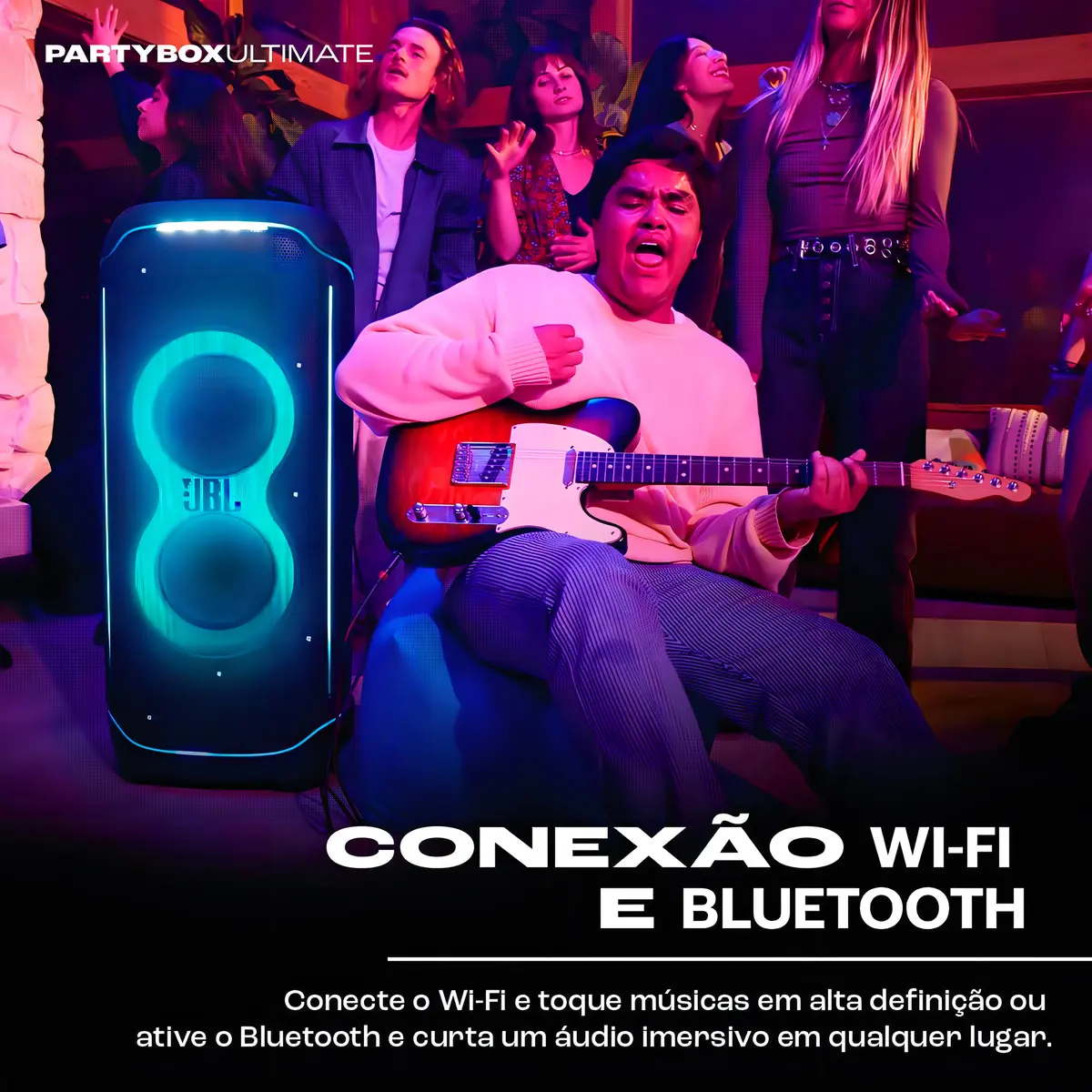 CAIXA DE SOM BLUETOOTH PARTYBOX ULTIMATE JBL PRETA 1100V