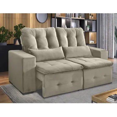 SOFA 3 LUGARES JW PARMA RETRÁTIL RECLINÁVEL 2.15 VELUDO TABACO T02