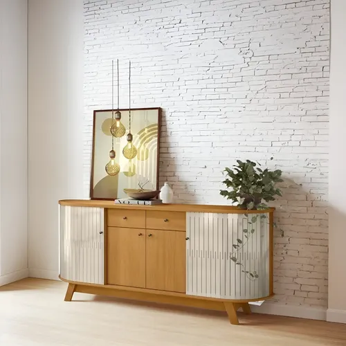 Buffet Aparador para Sala de Estar Monaco Cinamomo/Off White