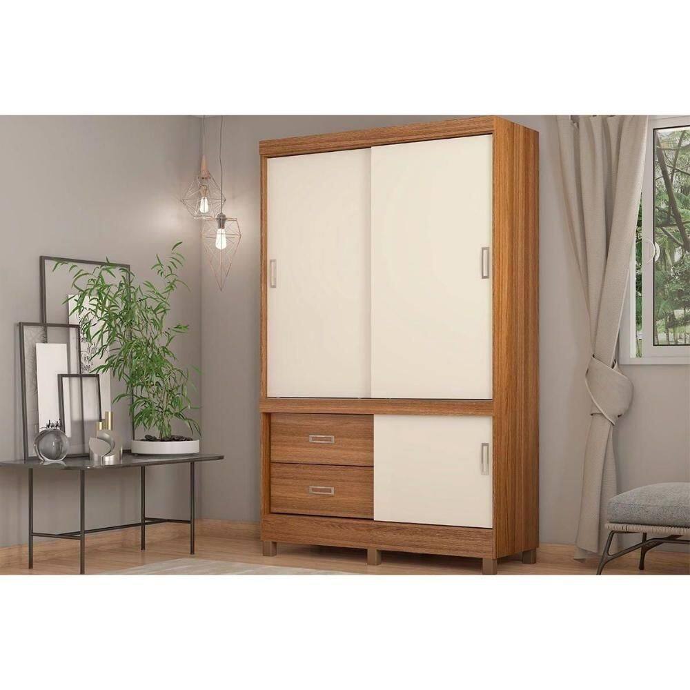 Guarda Roupa Solteiro Estilo Ii 3 Portas E 2 Gavetas Amêndola Off White -