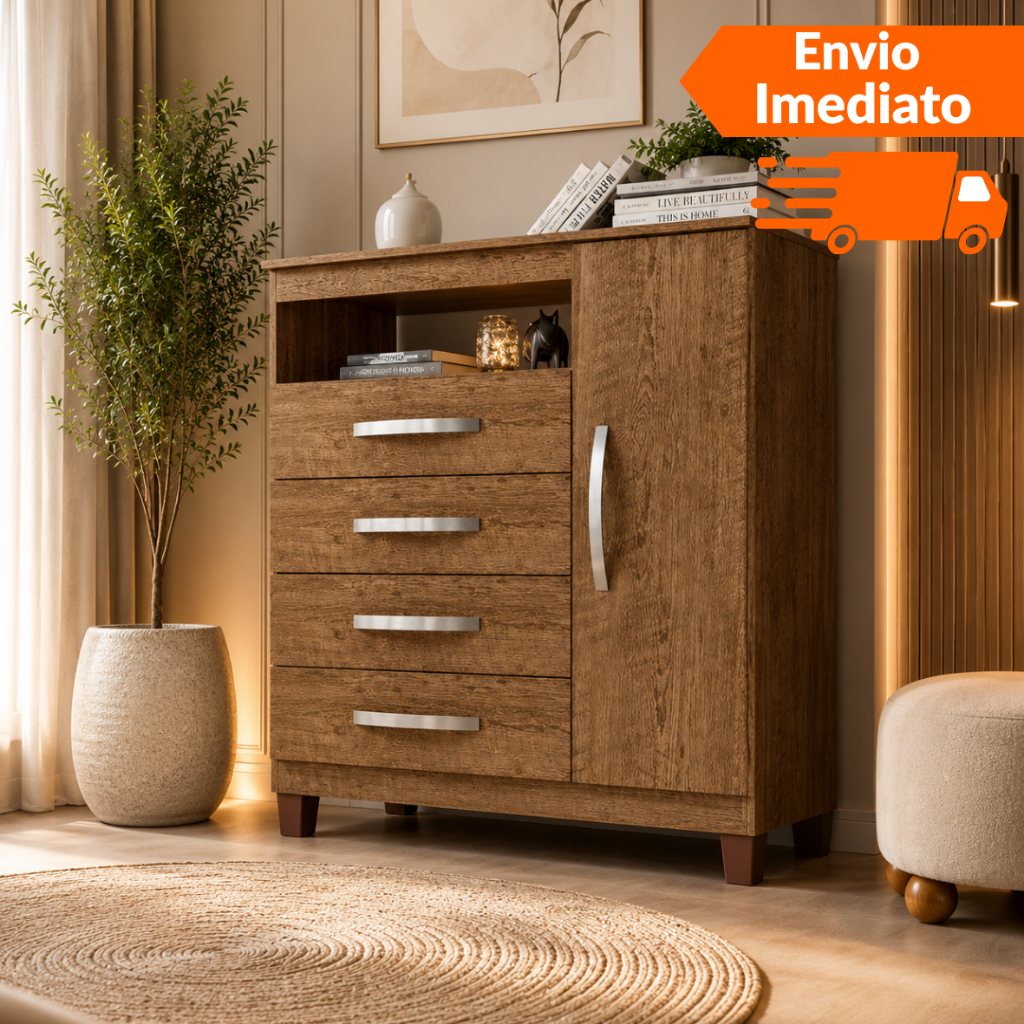 Cômoda Sapateira 1 Porta 4 Gavetas Cannes-Incorplac