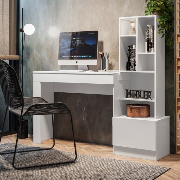 Escrivaninha Mesa de Computador Lyon com Estante e 1 Gaveta - Mobler
