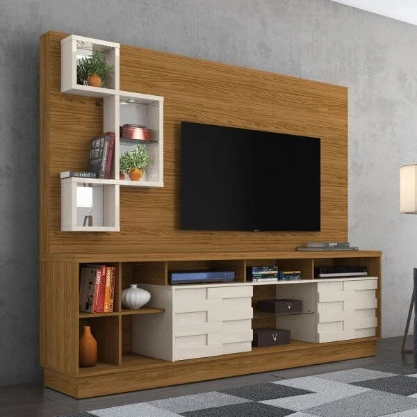 Estante Home para TV até 65 polegadas Heitor Madetec Amendoa