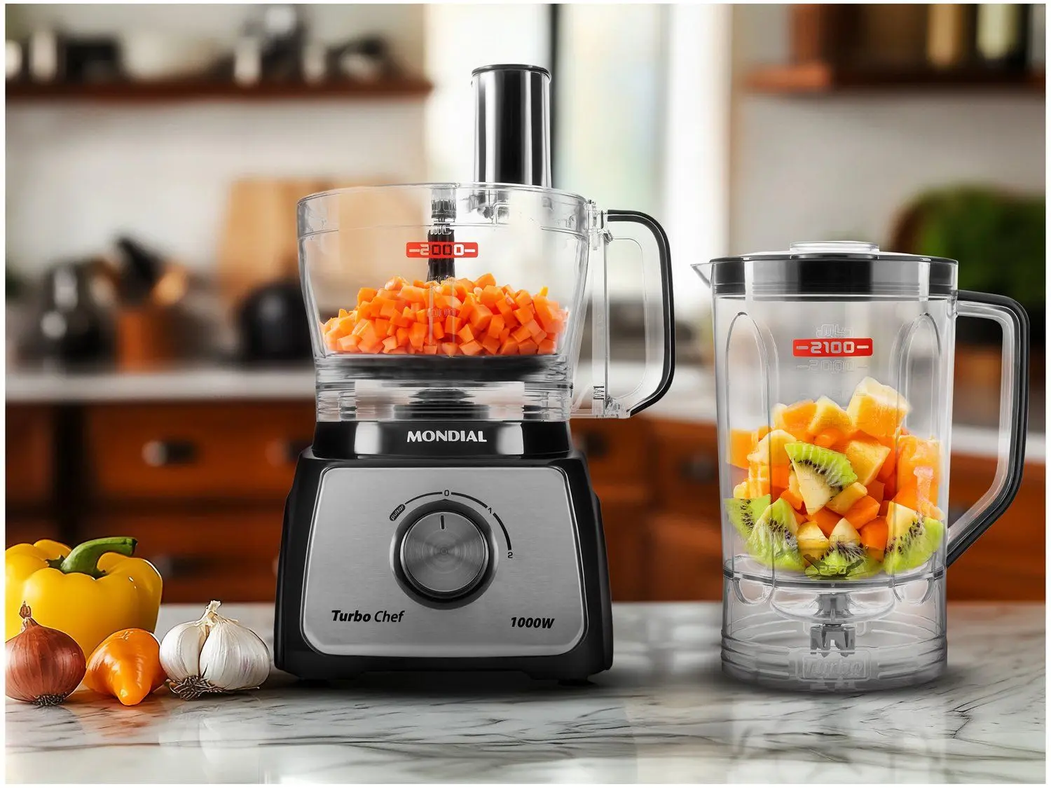 MULTIPROCESSADOR TURBO CHEF 5 EM 1 MONDIAL 1000W MPN-01-B