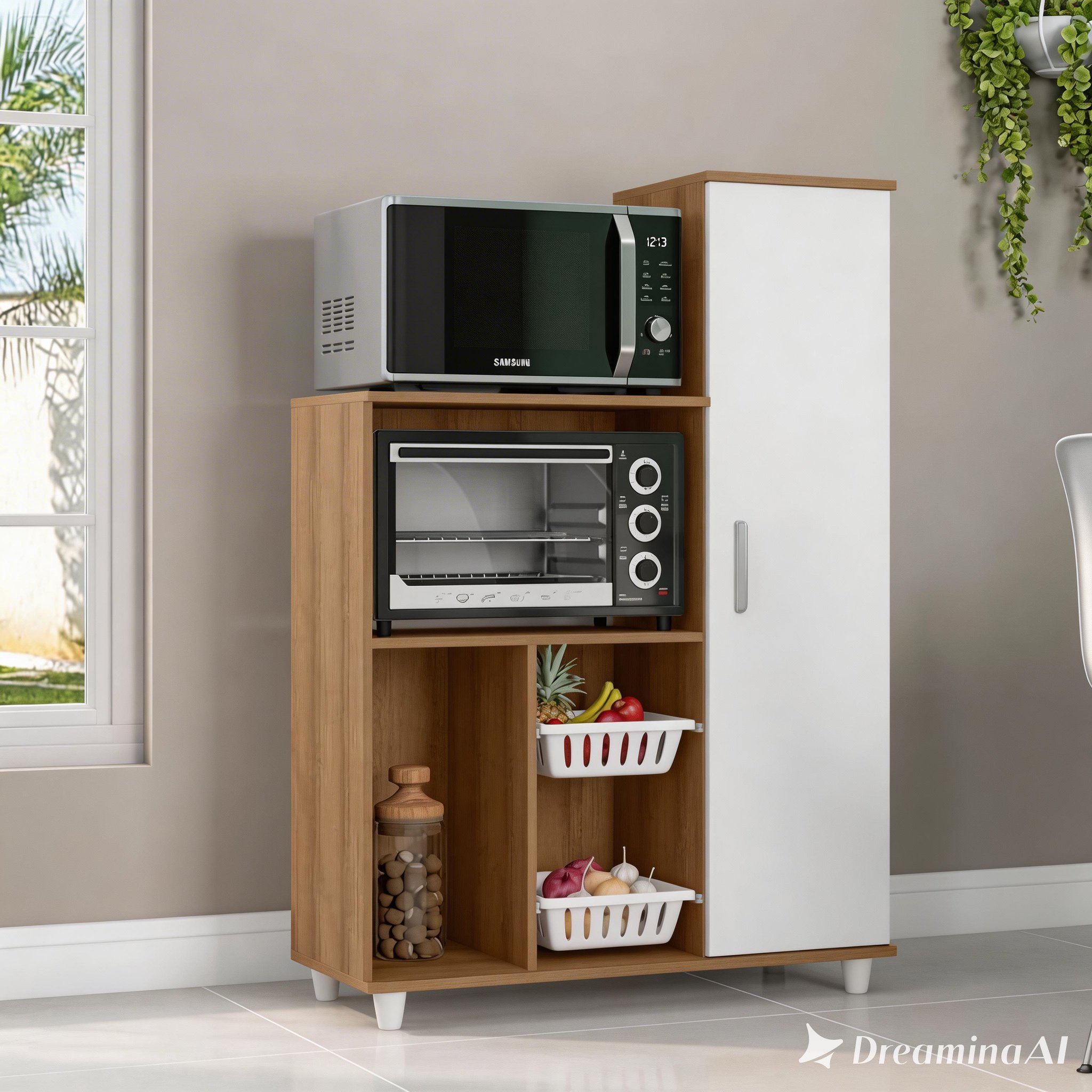 Fruteira multiuso Anne Madine - Mel/Branco